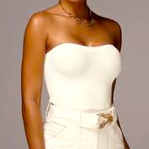 White ribbed tube top